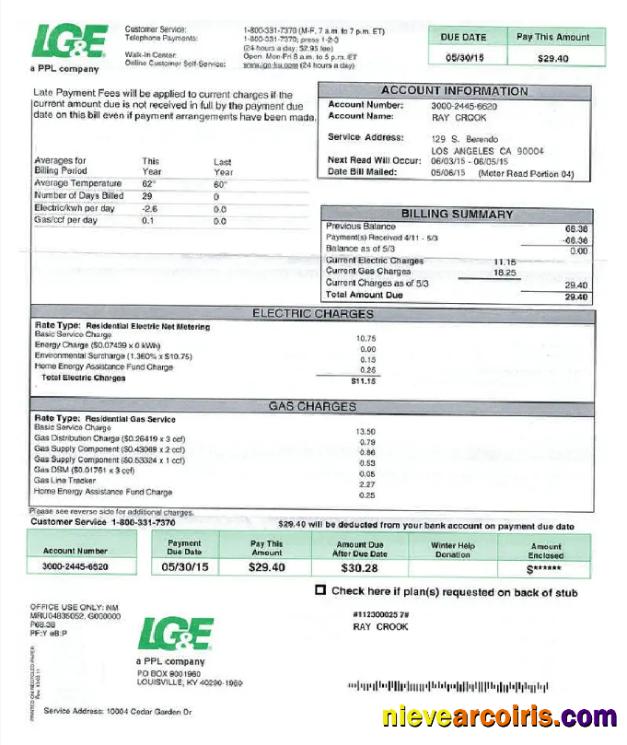 USA LG&E utility bill